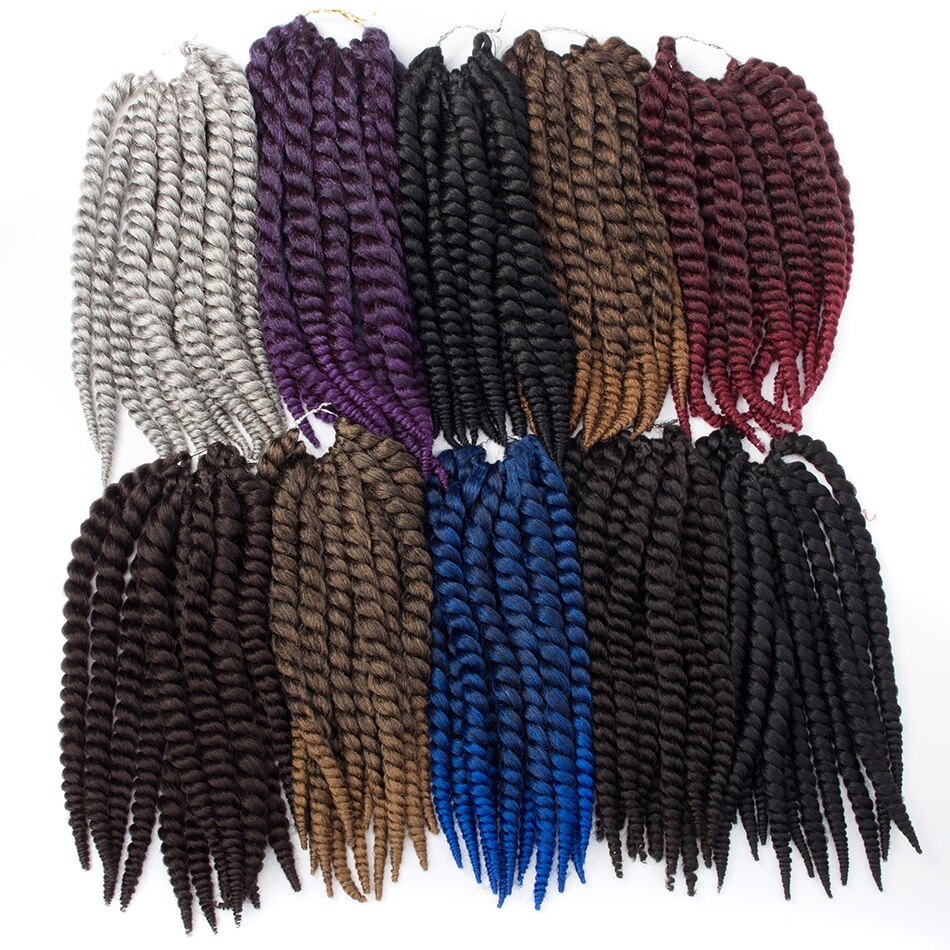 Qp hair 2x 하바나 트위스트 12 roots crochet braids 14 18 22 inch 합성 헤어 익스텐션 8 여성을위한 순수한 색상/Qp hair 2x 하바나 트위스트 12 roots crochet braids 14 18 22